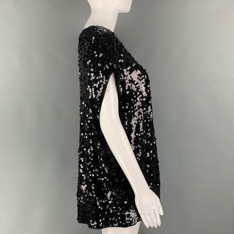 GIVENCHY Size M Black Polyester Blend Sequined Sleeveless Dress Top