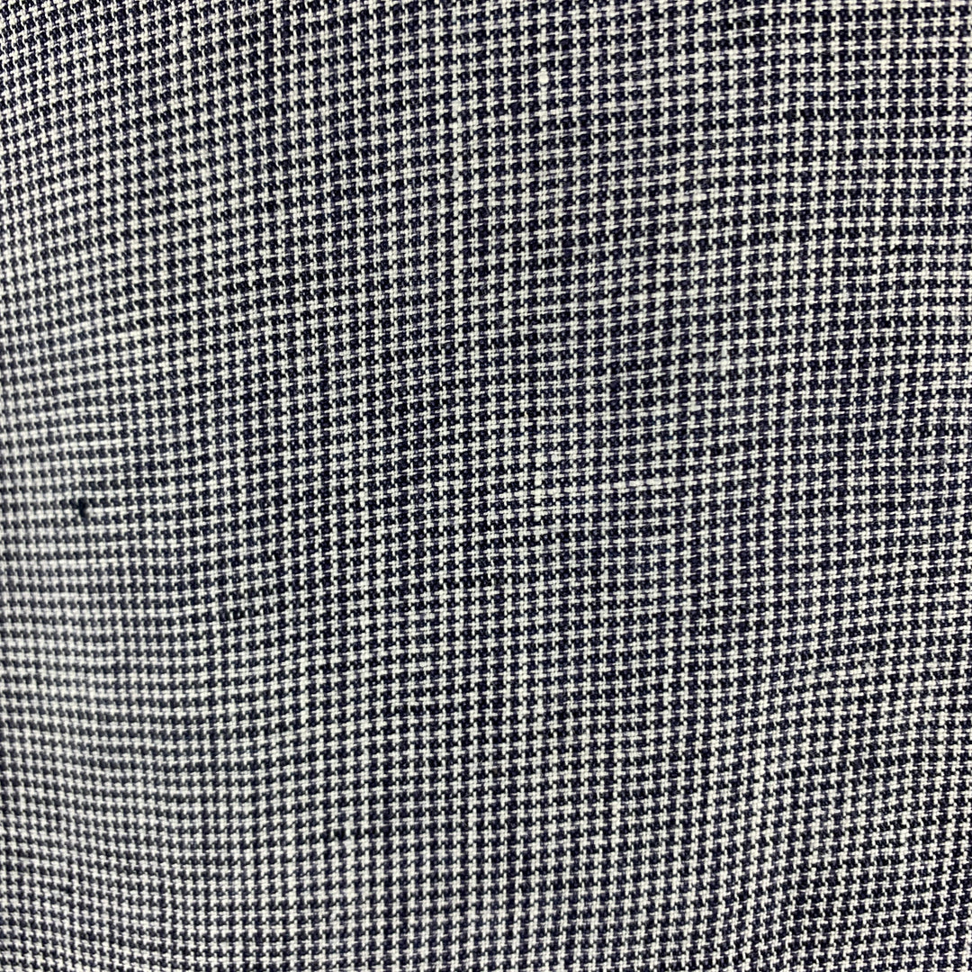 BAND OF OUTSIDERS Size 40 Navy & White Houndstooth Linen Notch Lapel Suit