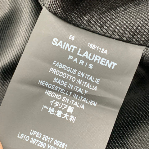 SAINT LAURENT Size 46 Black Leather Motorcycle Jacket