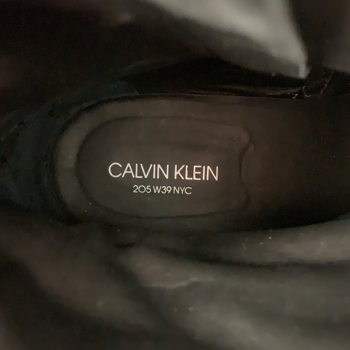 CALVIN KLEIN 205W39NYC Size 12 Black Leather Side Zipper Boots