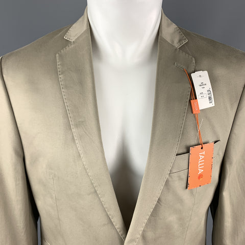 TALLIA Size 40 Khaki Short Cotton Notch Lapel Sport Coat