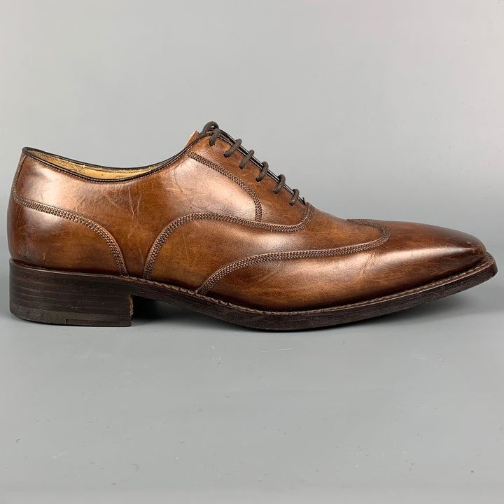 CALZOLERIA HARRIS x BARNEY'S NEW YORK Size 7.5 Brown Antique Leather Lace Up Shoes