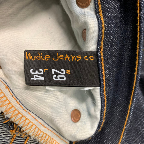 NUDIE JEANS Size 29 Blue Indigo Cotton Tapered Button Fly Jeans