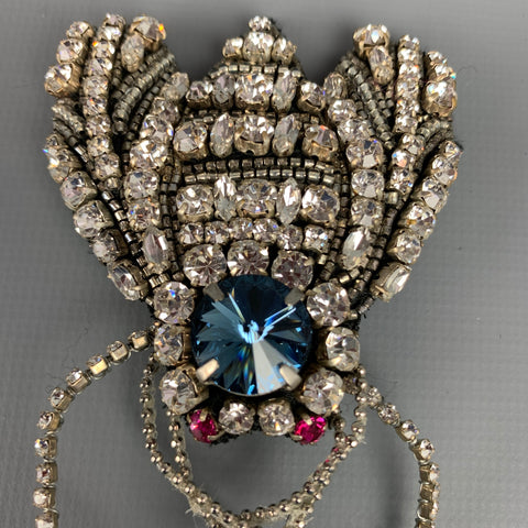 ROCHAS Silver Rhinestones Bee Brooch Pin