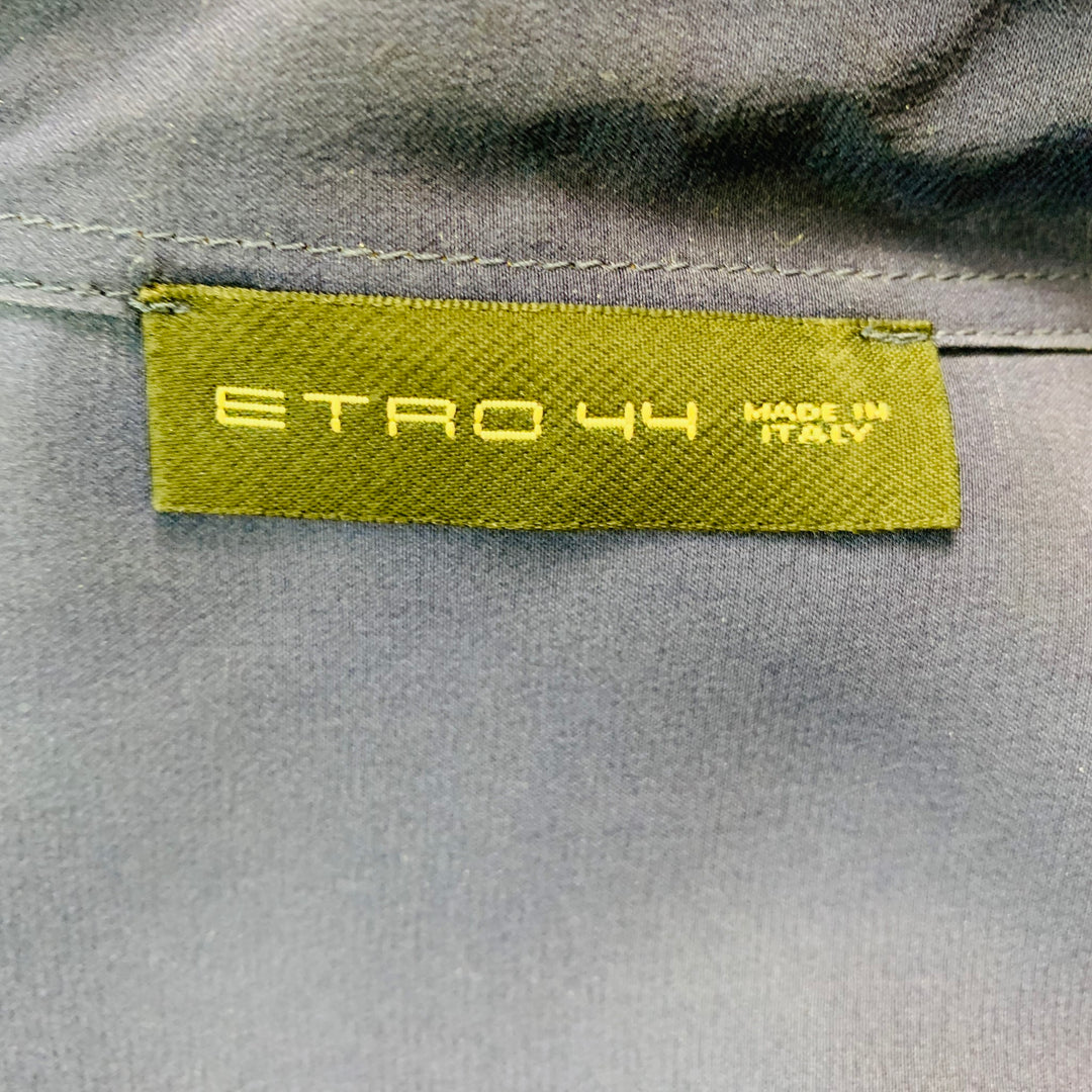 ETRO Size 8 Navy Multi-Color Silk Floral Long Dress Top