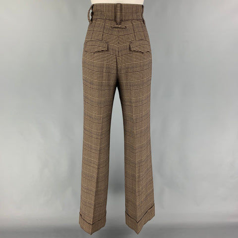 GAULTIER2 by JEAN PAUL GAULTIER Size 6 Brown Tan Wool Rayon Plaid High Waisted Dress Pants