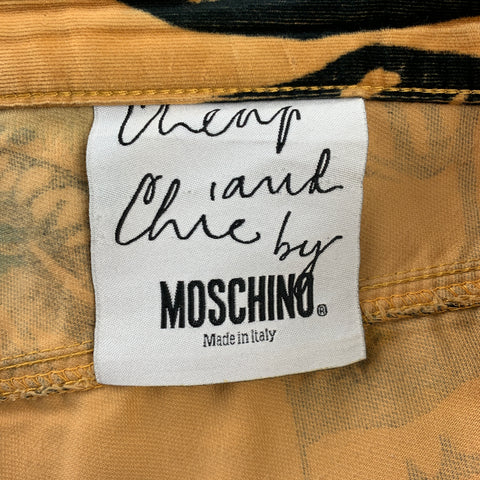 MOSCHINO Size 34 Beige & Black Tiger Print Velvet Jean Cut Casual Pants