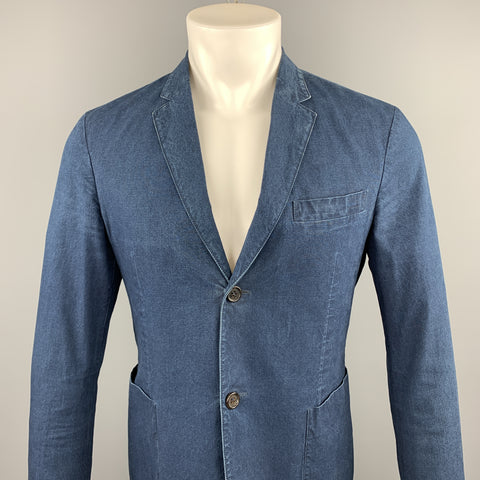 PRADA Size 38 Indigo Cotton Notch Lapel Sport Coat