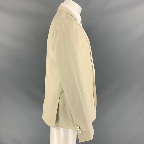 DOLCE & GABBANA Size 40 Regular Beige Cotton / Silk Peak Lapel Sport Coat