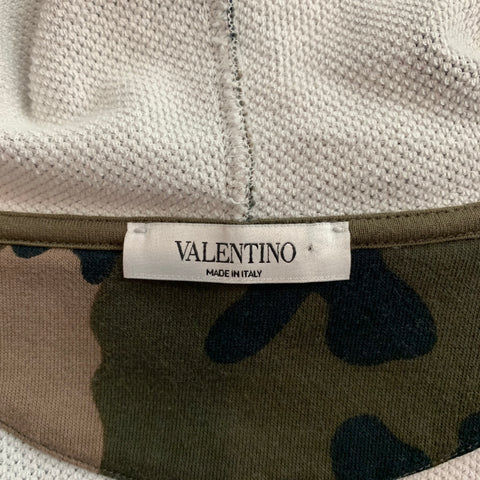 VALENTINO Size L Olive & Taupe Camouflage Cotton / Polyamide Sweatshirt