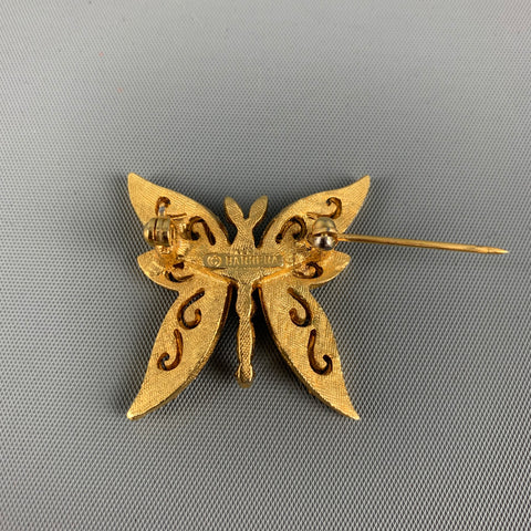 Vintage BARRERA Gold Rhinestones Brooch