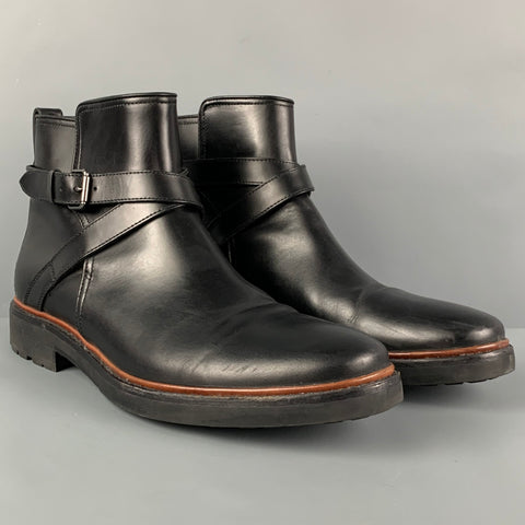 COACH Size 11 Black Leather Belted Ankle Boots