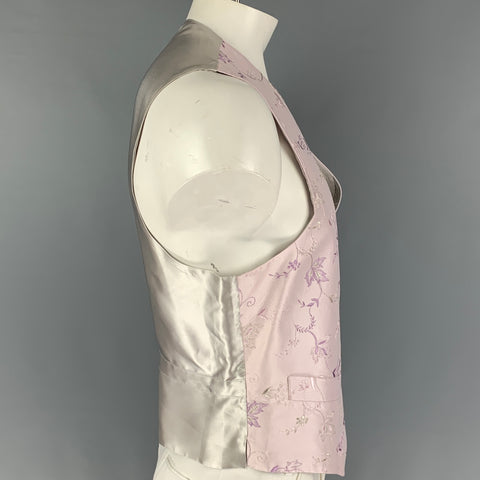 FAVOURBROOK Size 46 Lavender Embroidery Silk Buttoned Vest