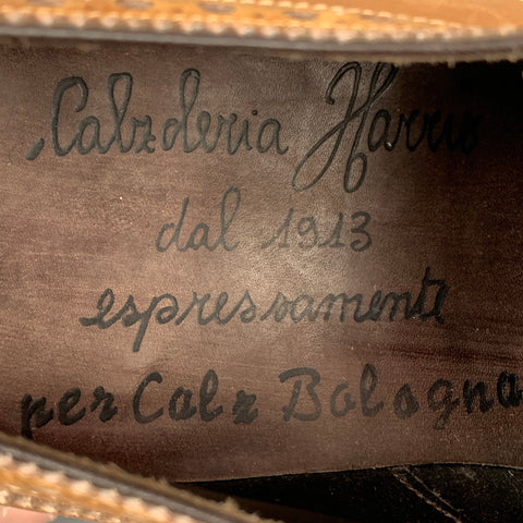 CALZOLERIA HARRIS Size 11 Tan & Brown Perforated Leather Wingtip Lace Up Shoes