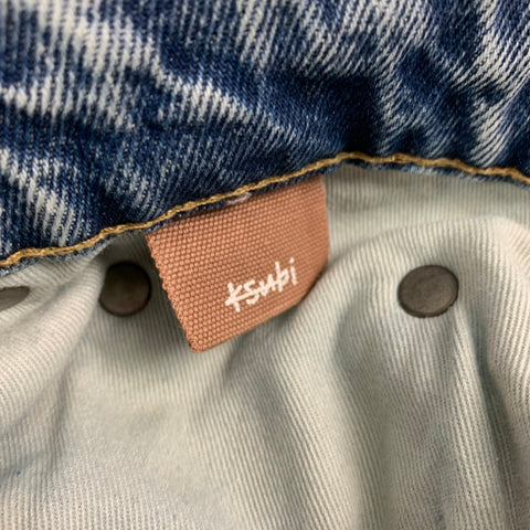 KSUBI Size 26 Light Blue Cotton Contrast Stitch Bell Bottom Kicker Jinx Jeans