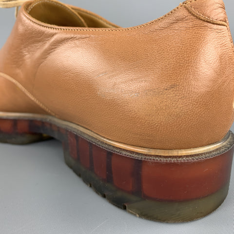 ROBERT CLERGERIE Size 11 Tan  Leather Lace Up See Through Sole Shoes