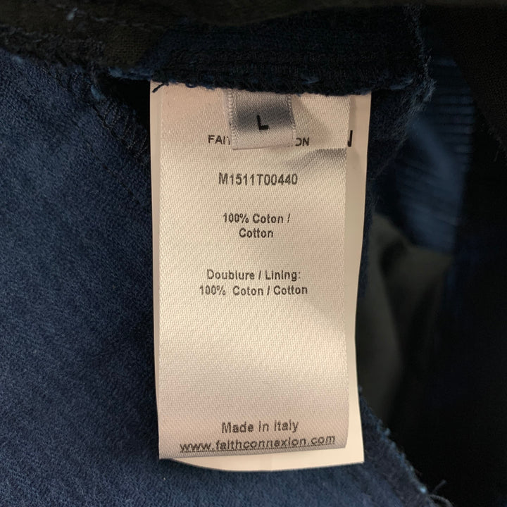 FAITH CONNEXION Size L Navy Blue Corduroy Cotton Cargo Pockets Casual Pants