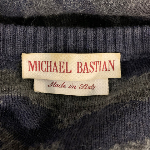 MICHAEL BASTIAN Size S Grey &  Navy Knit Lana Wool Sweater