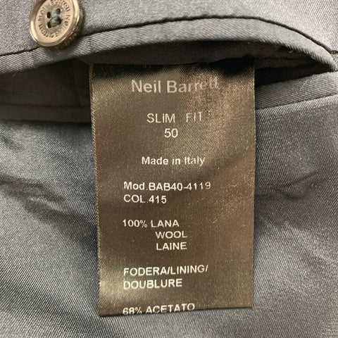 NEIL BARRETT Size 40 Navy Wool Single Breasted Slim Fit Sport Coat