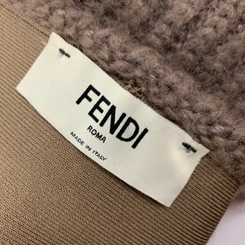 FENDI Size 0 Taupe Mohair / Silk Fisherman Rib Knit Long Skirt