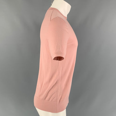 THEORY Size M Pink Solid Wool Short Sleeve T-shirt