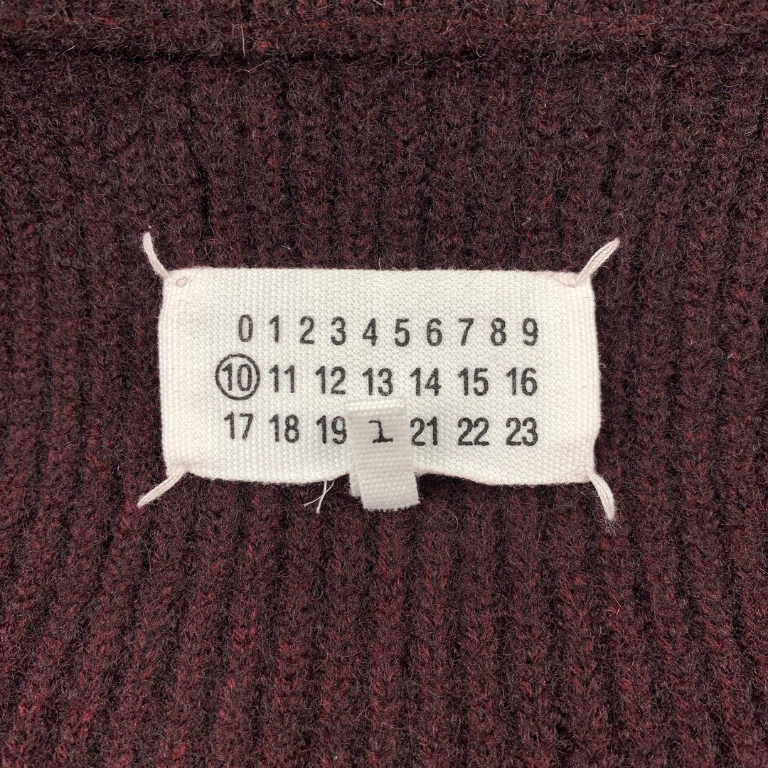 MAISON MARGIELA Size L Burgundy Knit Wool Zip Up Cardigan Jacket