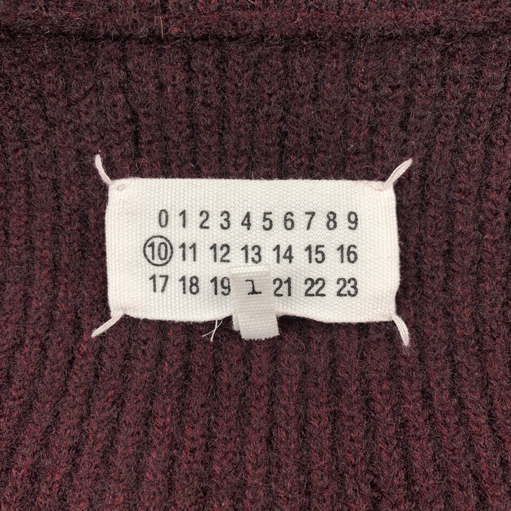 MAISON MARGIELA Size L Burgundy Knit Wool Zip Up Cardigan Jacket