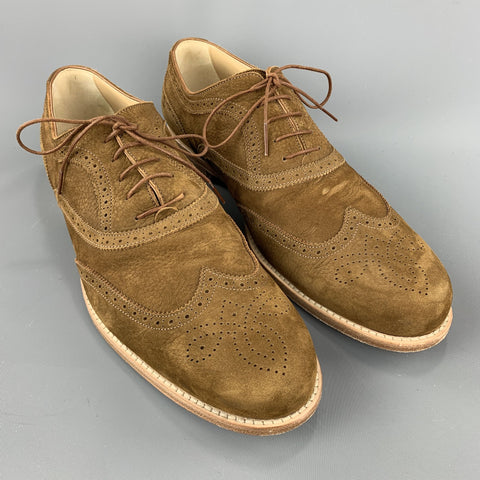 LOUIS VUITTON Taille 11,5 Lacets à bout d'aile en cuir marron perforé