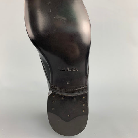 PAUL SMITH Size 12 Black Leather Cap Toe Lace Up Dress Shoes
