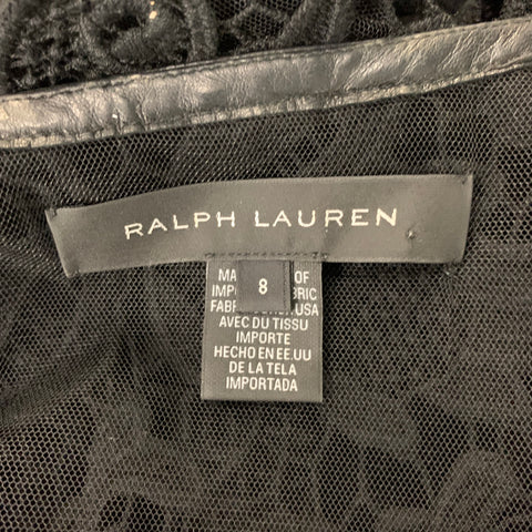 RALPH LAUREN Abrigo frontal abierto de poliéster negro talla 8