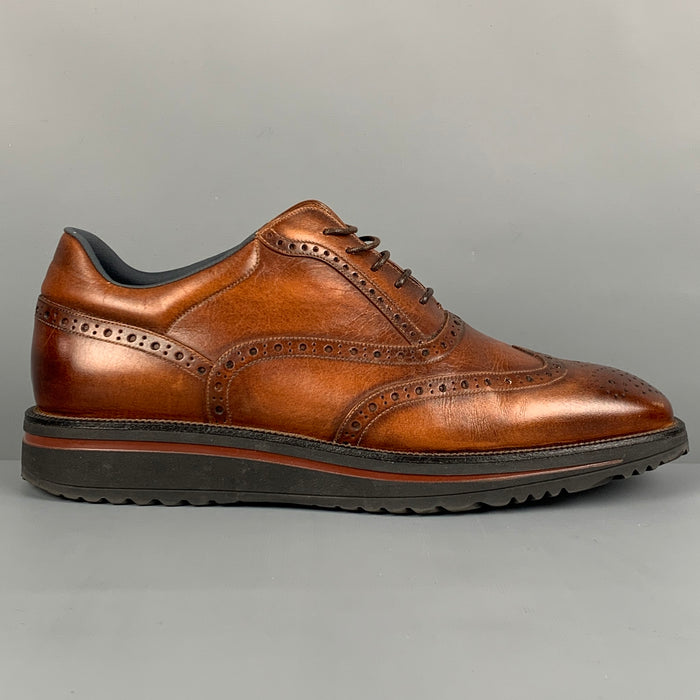 BALLY Size 8.5 Brown Antique Leather Wingtip Lace Up Shoes