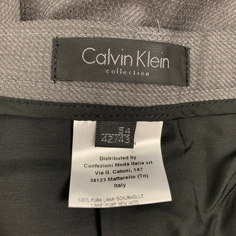 CALVIN KLEIN COLLECTION Size 44 Grey Woven Wool Notch Lapel Suit