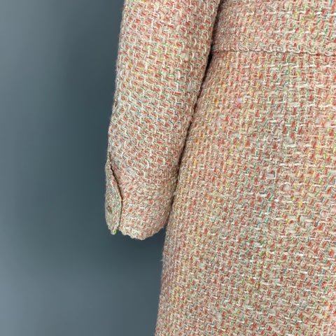 MONIQUE LHUILLIER Size 6 Beige Salmon Viscose Blend Tweed Zip Up Skirt Set