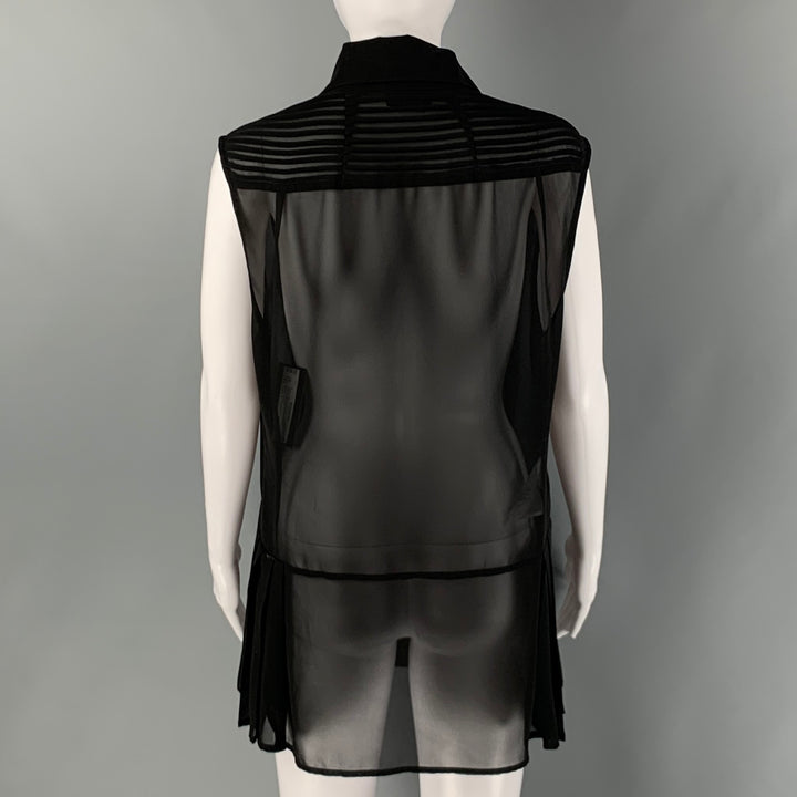 MCQ by ALEXANDER MCQUEEN Size L Black Polyester Pleated Sleeveless Dress Top