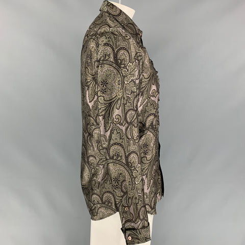 BURBERRY PRORSUM by Christopher Bailey Fall 2008 Size L Multi-Color Paisley Silk Tuxedo Long Sleeve Shirt