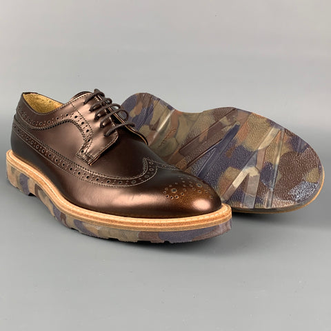PAUL SMITH Size 7.5 Copper Leather Perforated Wingtip Shoes