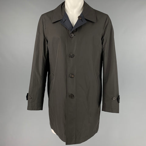 CANALI Size 38 Navy Brown Two Toned Polyester Reversible Coat
