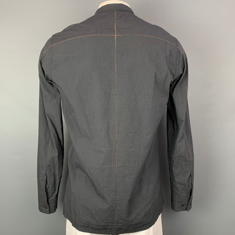 THE VIRIDI-ANNE Size XL Charcoal Stripe Cotton Long Sleeve Shirt