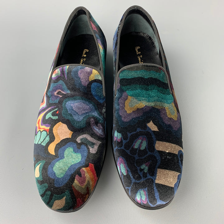 PAUL SMITH Size 7.5 Multi-Color Print Velvet Slip On Loafers