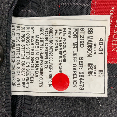 SAMUELSOHN Size 40 Regular Dark Gray Wool / Cashmere Custom Suit