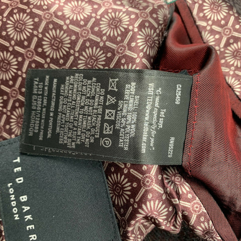 TED BAKER Size 46 Brown Burgundy Wool Single Button Suit