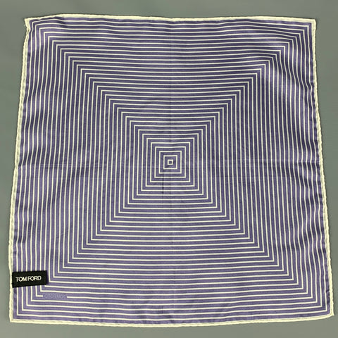 TOM FORD Purple White Stripe Silk Pocket Square