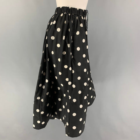 COMME des GARCONS Size S Black White Cotton Polka Dot Pleated Skirt