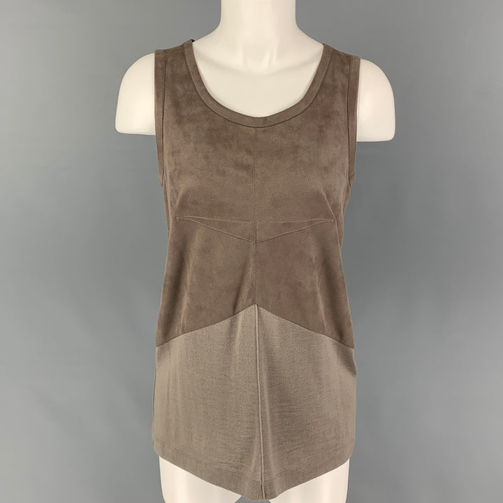 D.EXTERIOR Size M Taupe Wool Two Tone Casual Top