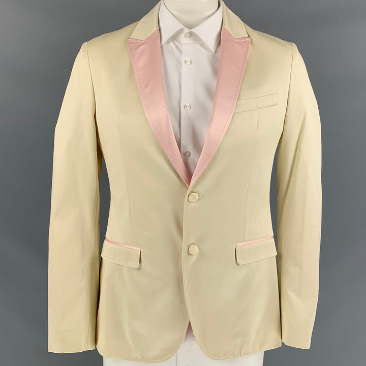 D&G by DOLCE & GABBANA Size 42 Beige & Pink Cotton Blend Sport Coat