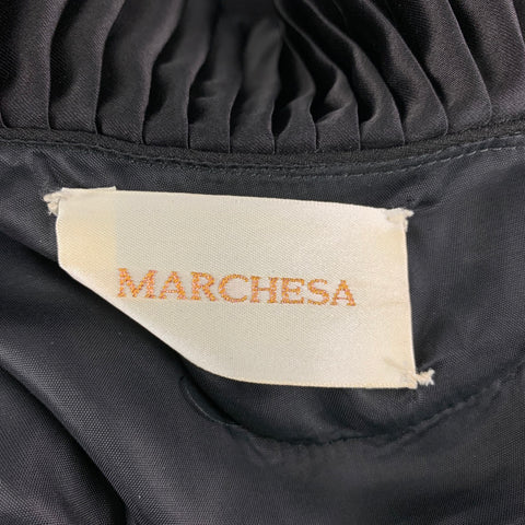 MARCHESA Taille M Robe en laine noire à volants et une épaule