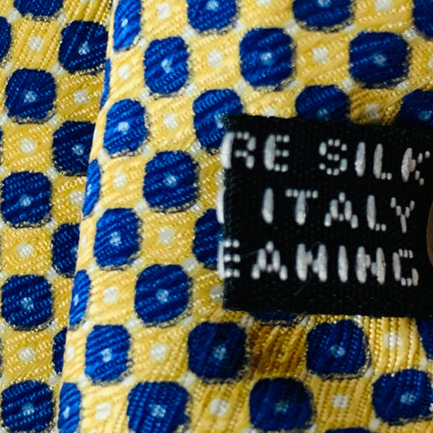 STEFANO RICCI Yellow Navy Nailhead Silk Tie