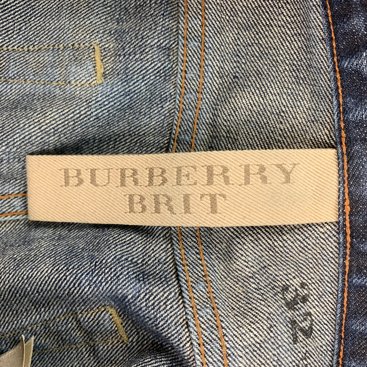 BURBERRY BRIT Size 32 Blue Washed Cotton Slim Jeans