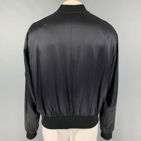 RtA Size XL Black Silk Bomber Jacket