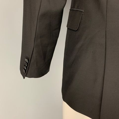 CALVIN KLEIN COLLECTION Size 38 Black Wool Tuxedo Sport Coat
